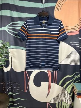Teen Polo by Ralph Lauren Navy, White & Orange Striped Polo